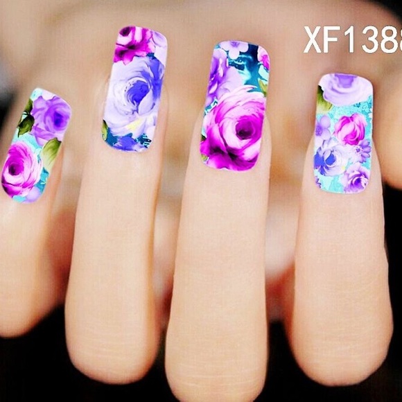 3/$12 Nail Waterslide Tattoo pink polka dot floral - Picture 5 of 7